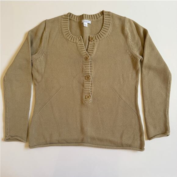 Garnet Hill Women's Button Front Crew Neck Knit Sweater Size Small EUC Pullover - Picture 1 of 10